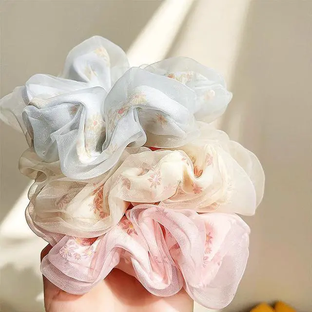 Alt view image 6 of 7 - Fashion Mesh Ball Head Large Intestine Hair Ring Female Super Large Flower Super Immortal Hair Rope Tied Horsetail Headrope Hair Accessories