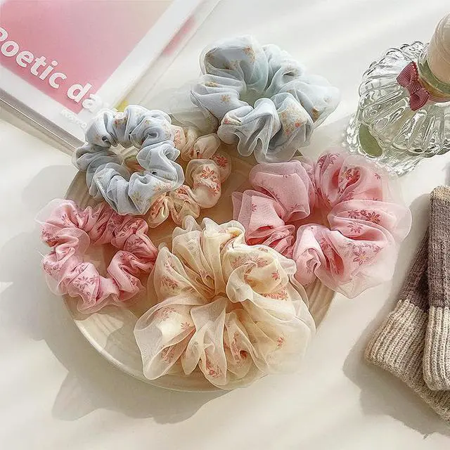 Alt view image 4 of 7 - Fashion Mesh Ball Head Large Intestine Hair Ring Female Super Large Flower Super Immortal Hair Rope Tied Horsetail Headrope Hair Accessories