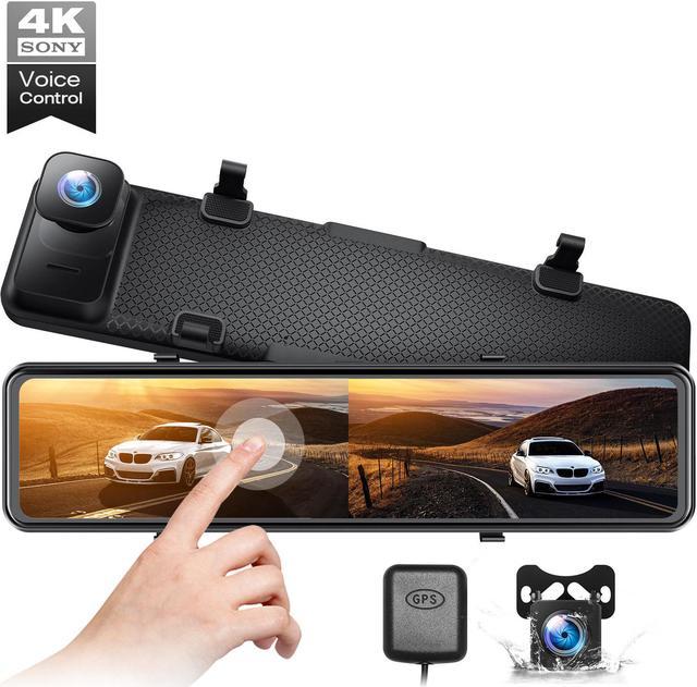 TOGUARD 4K Mirror Dash Cam GPS Full Touch Screen 12 Voice Control Dash  Camera Waterproof Reverse Rear View Camera Night Vision Parking Assistant  Support Max 128G 