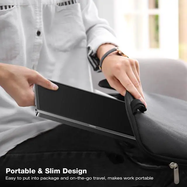 Alt view image 7 of 7 - Corprit Portable Monitor 15.6 Inch FHD 1080P USB Type-C Computer Display IPS Eye Care Screen with HDMI Type C interface and Dual Speakers for Laptop PC PS4 Xbox Phone Included Smart Cover
