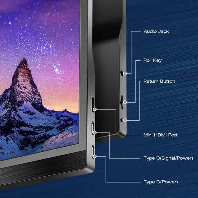 Alt view image 5 of 7 - Corprit Portable Monitor 15.6 Inch FHD 1080P USB Type-C Computer Display IPS Eye Care Screen with HDMI Type C interface and Dual Speakers for Laptop PC PS4 Xbox Phone Included Smart Cover