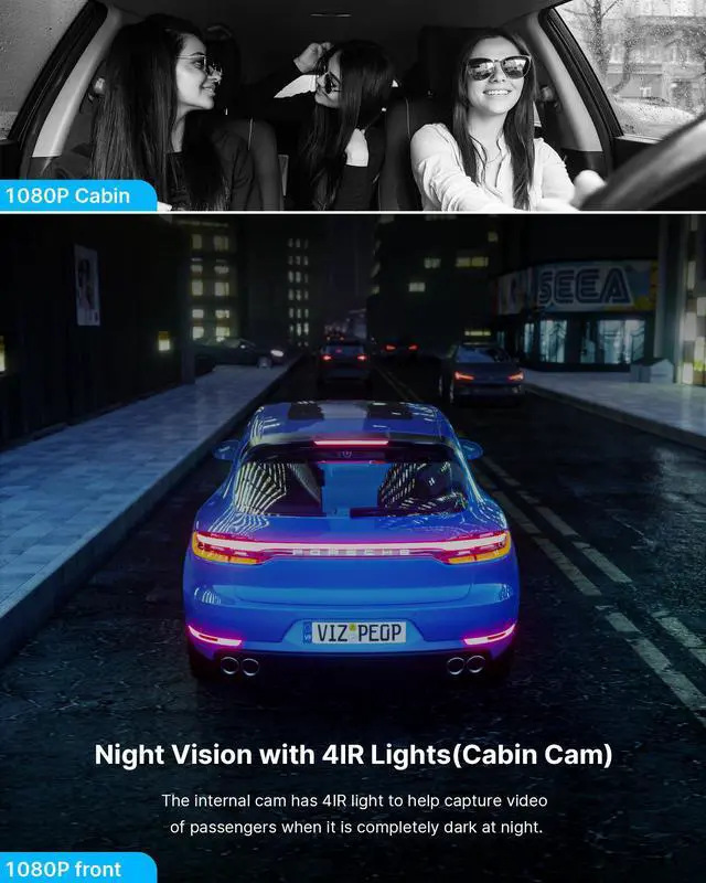 Alt view image 2 of 7 - TOGUARD Dual FHD 1080P Dash Cam front and inside Dash Camera Car Driving Recorder with IR Night Vision, Motion Detection, Parking Monitoring, G-sensor Accident Locked Loop Recording WDR  Car Camera