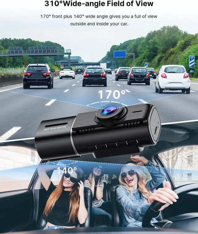 Alt view image 3 of 7 - TOGUARD Dual FHD 1080P Dash Cam front and inside Dash Camera Car Driving Recorder with IR Night Vision, Motion Detection, Parking Monitoring, G-sensor Accident Locked Loop Recording WDR  Car Camera