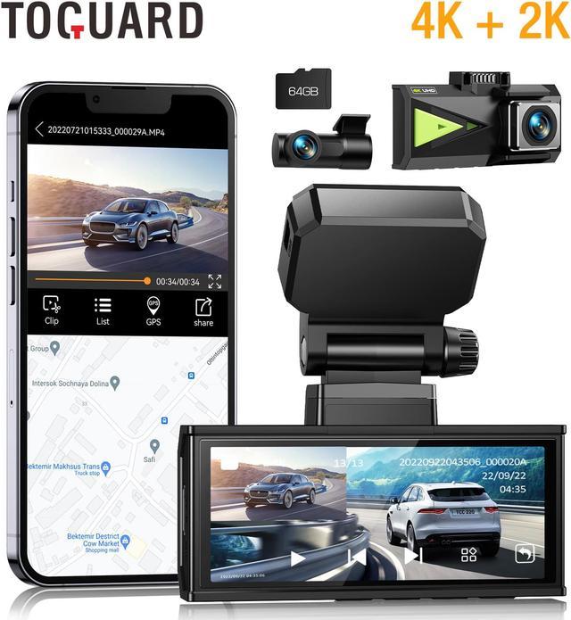 Dash Cam Front and Rear 4K Built in 5GHz WiFi, Dual Dash Cam Front 4K Rear  1080P Hidden Dash Camera for Cars, Free 64GB SD Card, Super Night Vision
