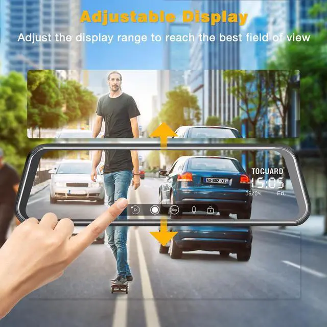 Alt view image 4 of 7 - TOGUARD 2.5K Mirror Dash Cam 10" Touch Screen 2.5K + 1080P Dual Dash Camera for Cars Night Vision Waterproof Parking Assistant Rear View Camera