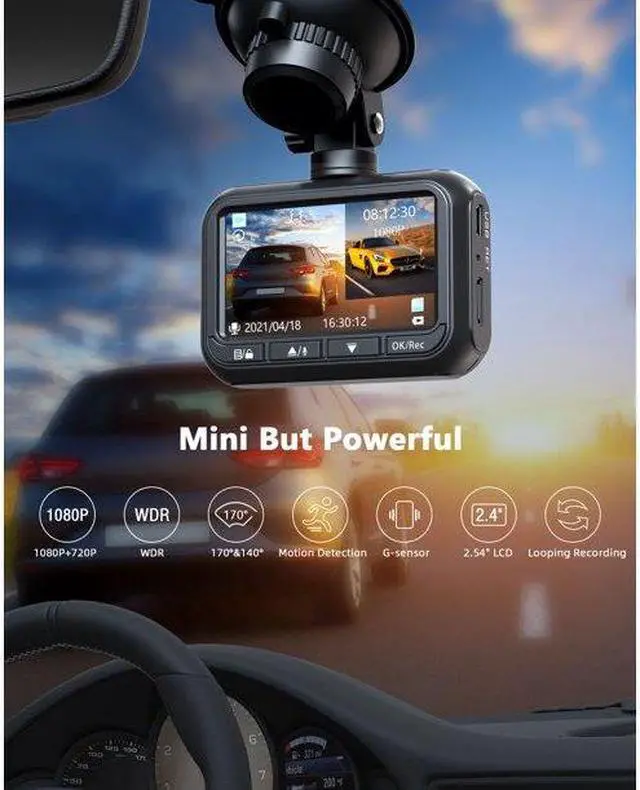 Alt view image 2 of 7 - TOGUARD Dash Cam Front and Rear, 1080P Full HD Dash Camera, Dashcam with Night Vision, Car Camera with 2.45-inch LCD Display, Parking Mode, G-Sensor, Loop Recording, WDR