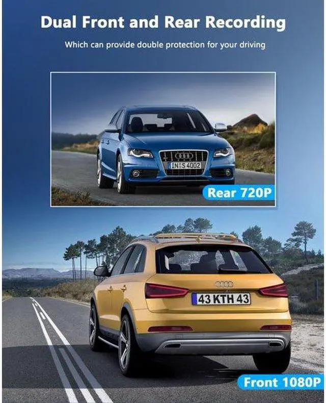 Alt view image 5 of 7 - TOGUARD Dash Cam Front and Rear, 1080P Full HD Dash Camera, Dashcam with Night Vision, Car Camera with 2.45-inch LCD Display, Parking Mode, G-Sensor, Loop Recording, WDR
