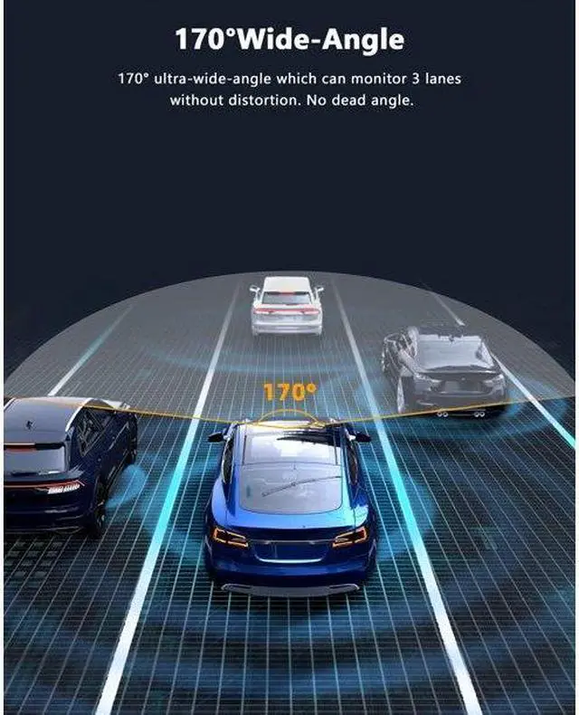 Alt view image 4 of 7 - TOGUARD Dash Cam Front and Rear 1080P Full HD Car Camera,2.45 inch Dash Camera with 64GB SD Card, Super Night Vision, Parking Mode, G-Sensor, Loop Recording, WDR
