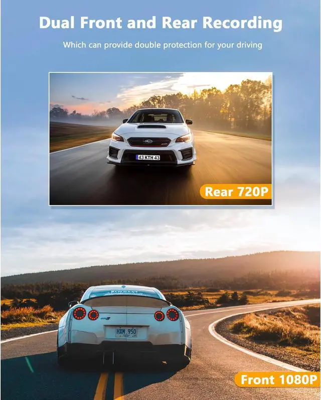 Alt view image 2 of 7 - TOGUARD Dash Cam Front and Rear 1080P Full HD Car Camera,2.45 inch Dash Camera with 64GB SD Card, Super Night Vision, Parking Mode, G-Sensor, Loop Recording, WDR