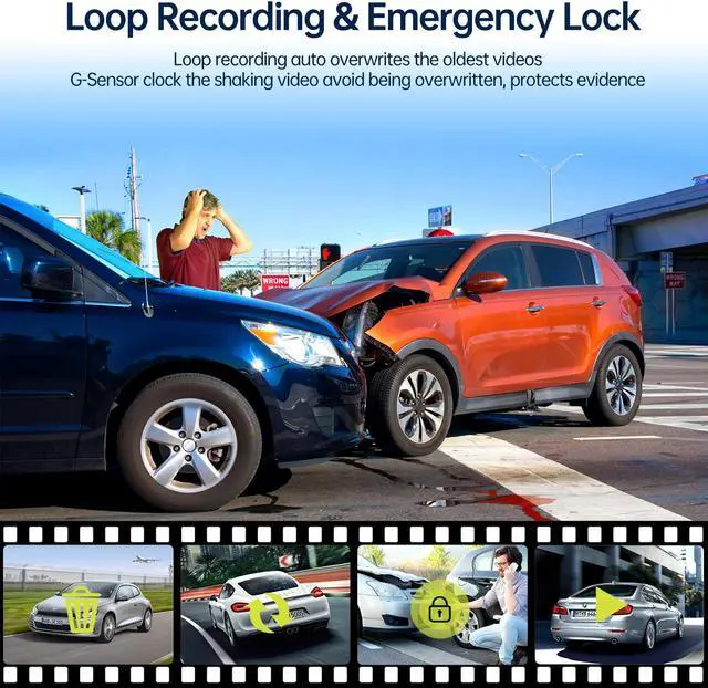 Alt view image 4 of 6 - TOGUARD Dual Dash Cam Front and Inside 1080P Dash Camera for Cars with 64GB SD Card IR Night Vision Car Camera for Taxi Vehicle Accident Lock Parking Monitor