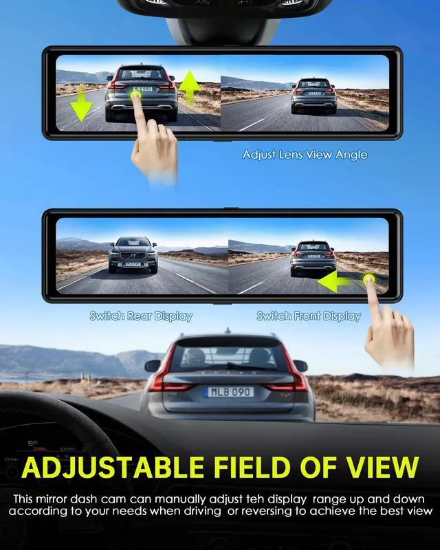 Alt view image 6 of 7 - TOUGARD 12” Mirror Dash Cam 4K+1080P Dual Camera with GPS WiFi Car Camera Driving Recorder with Touch Screen Voice Control Parking Monitor G-sensor Lock Parking Assist Waterproof Rear Camera