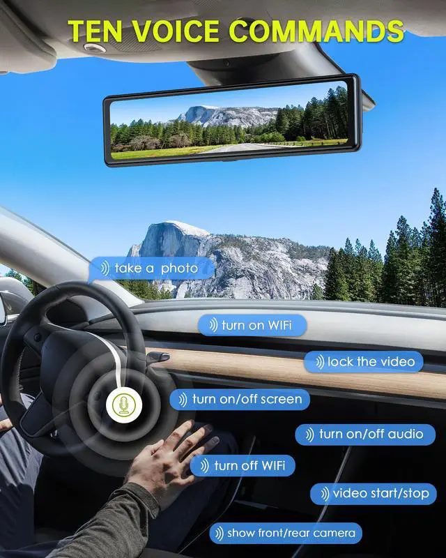 Alt view image 4 of 7 - TOUGARD 12” Mirror Dash Cam 4K+1080P Dual Camera with GPS WiFi Car Camera Driving Recorder with Touch Screen Voice Control Parking Monitor G-sensor Lock Parking Assist Waterproof Rear Camera