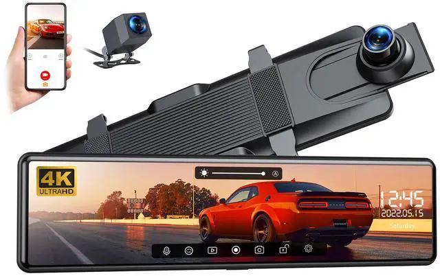 Main image of TOUGARD 12” Mirror Dash Cam 4K+1080P Dual Camera with GPS WiFi Car Camera Driving Recorder with Touch Screen Voice Control Parking Monitor G-sensor Lock Parking Assist Waterproof Rear Camera