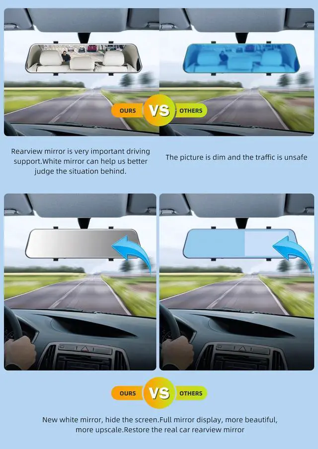 Alt view image 5 of 7 - TOGUARD Backup Camera 5" LCD Mirror Dash Cam Rear View Mirror Camera Ultra-Thin Touch Screen Full HD 1080P Dash Cam Front and Rear Dual Lens with Waterproof Rear Camera