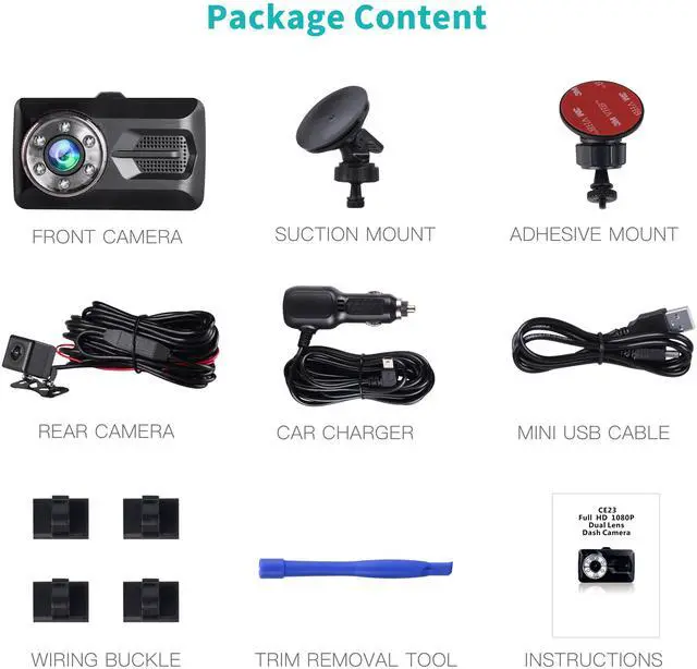 Alt view image 7 of 7 - TOGUARD Dual Dash Cam Full HD 1080P 170°Wide Angle 3.0 Front and Rear Car Camera Video Recorder with Night Vision WDR G-sensor Parking Monitor Loop Recording Motion Detection