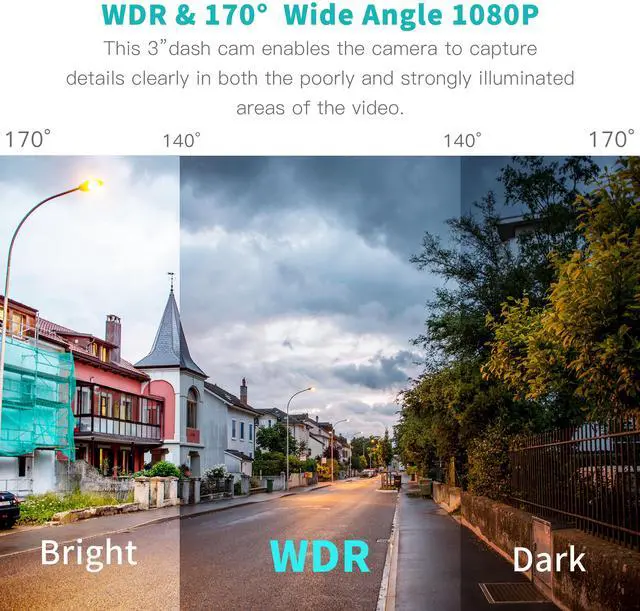 Alt view image 3 of 7 - TOGUARD Dual Dash Cam Full HD 1080P 170°Wide Angle 3.0 Front and Rear Car Camera Video Recorder with Night Vision WDR G-sensor Parking Monitor Loop Recording Motion Detection