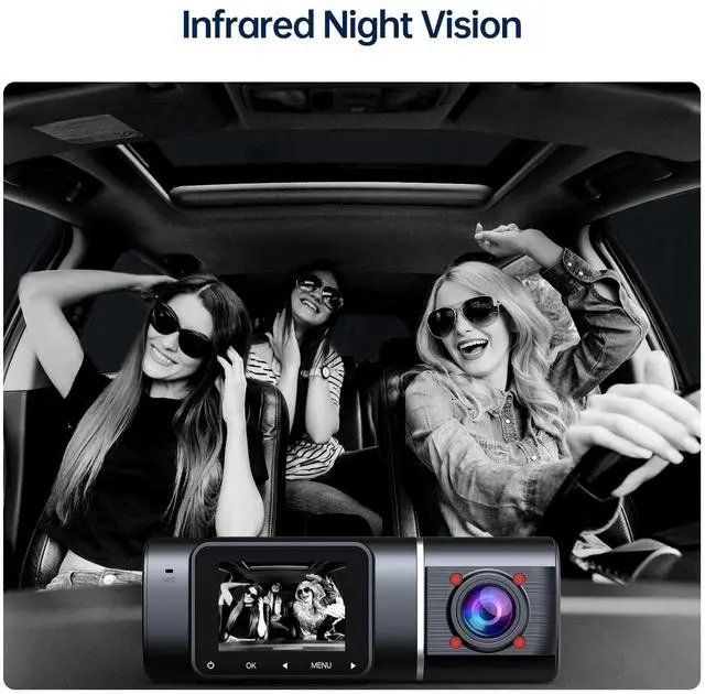 Alt view image 3 of 7 - TOGUARD 3 Channel Dash Cam 1080P Dash Cam Front and Rea with 64GB SD Card Infrared Night Vision Car Camera, WDR, Emergency Lock, Parking Monitor Taxi/Lyft/Uber Driver