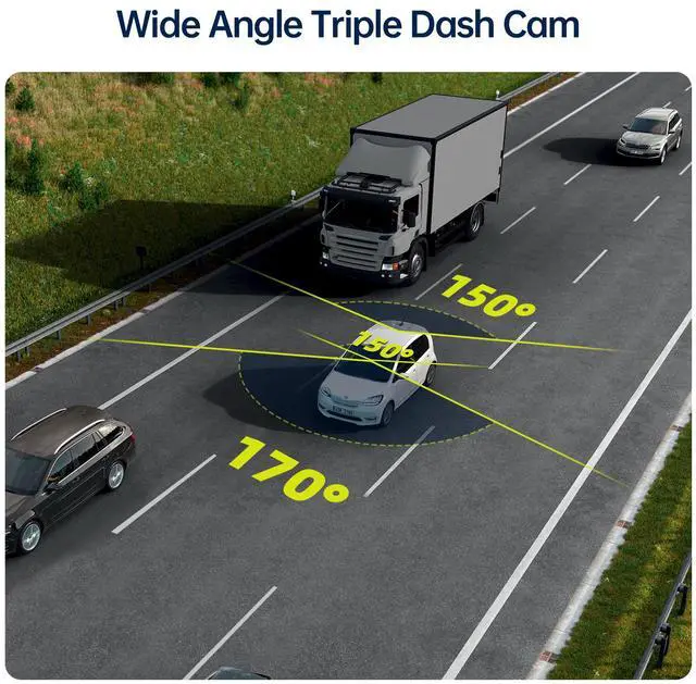 Alt view image 4 of 7 - TOGUARD 3 Channel Dash Cam 1080P Dash Cam Front and Rea with 64GB SD Card Infrared Night Vision Car Camera, WDR, Emergency Lock, Parking Monitor Taxi/Lyft/Uber Driver