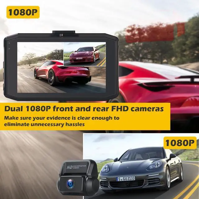 Alt view image 5 of 7 - TOGUARD Dual Dash Cam 1080P FHD 3 Inch LCD Display Car Camera ,IR Night Vision Car Camera ,Parking Mode, G-Sensor, Loop Recording, HDR