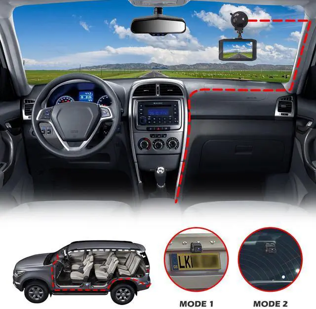 Alt view image 4 of 7 - TOGUARD Dual Dash Cam 1080P FHD 3 Inch LCD Display Car Camera ,IR Night Vision Car Camera ,Parking Mode, G-Sensor, Loop Recording, HDR