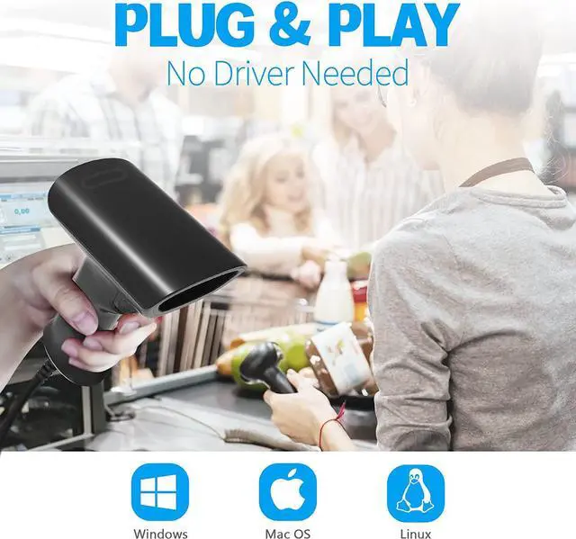 Alt view image 2 of 6 - Barcode Scanner, iDPRT USB Wired Barcode Scanner, 1D 2D QR Code Handheld Scanner, Plug and Play Bar Code Reader for Library, Warehouse, Supermarket, UPC EAN GTIN Barcodes Reader for Windows, Black