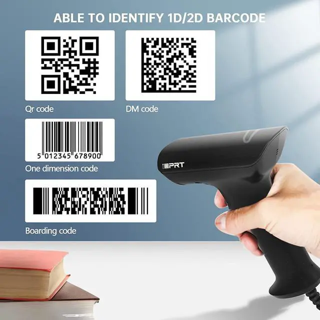 Alt view image 3 of 6 - Barcode Scanner, iDPRT USB Wired Barcode Scanner, 1D 2D QR Code Handheld Scanner, Plug and Play Bar Code Reader for Library, Warehouse, Supermarket, UPC EAN GTIN Barcodes Reader for Windows, Black