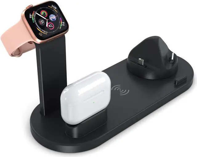 Alt view image 7 of 7 - QI wireless charger, suitable for Qi fast wireless charging station of AirPods/Apple Watch series/iPhone 12/11/11 pro/11 Pro Max/XS/XS Max/XR/8/8 Plus/SE, 4 in 1 Charging Dock Wireless charging stand