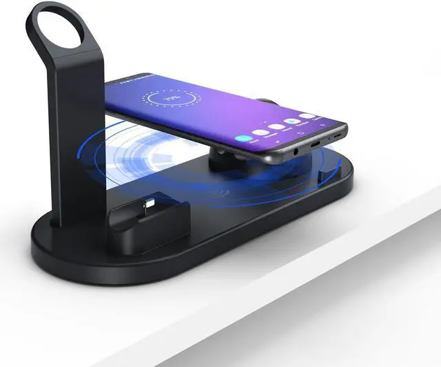 Alt view image 4 of 7 - QI wireless charger, suitable for Qi fast wireless charging station of AirPods/Apple Watch series/iPhone 12/11/11 pro/11 Pro Max/XS/XS Max/XR/8/8 Plus/SE, 4 in 1 Charging Dock Wireless charging stand