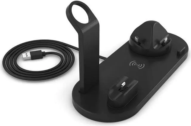 Alt view image 3 of 7 - QI wireless charger, suitable for Qi fast wireless charging station of AirPods/Apple Watch series/iPhone 12/11/11 pro/11 Pro Max/XS/XS Max/XR/8/8 Plus/SE, 4 in 1 Charging Dock Wireless charging stand