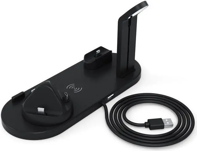 Alt view image 2 of 7 - QI wireless charger, suitable for Qi fast wireless charging station of AirPods/Apple Watch series/iPhone 12/11/11 pro/11 Pro Max/XS/XS Max/XR/8/8 Plus/SE, 4 in 1 Charging Dock Wireless charging stand