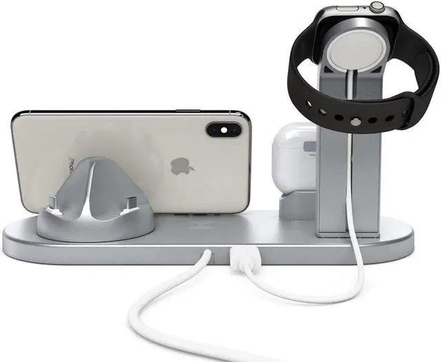 Alt view image 4 of 7 - QI wireless charger, suitable for Qi fast wireless charging station of AirPods/Apple Watch series/iPhone 12/11/11 pro/11 Pro Max/XS/XS Max/XR/8/8 Plus/SE, 4 in 1 Charging Dock Wireless charging stand