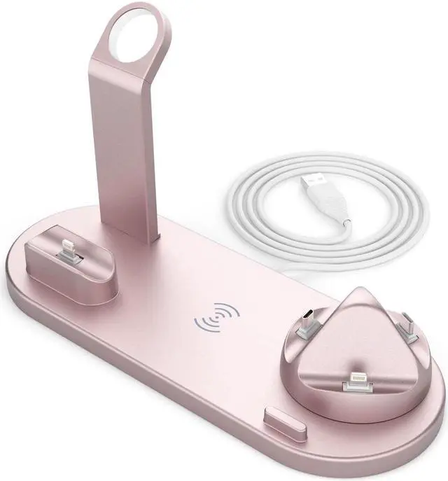 Alt view image 2 of 7 - QI wireless charger, suitable for Qi fast wireless charging station of AirPods/Apple Watch series/iPhone 12/11/11 pro/11 Pro Max/XS/XS Max/XR/8/8 Plus/SE, 4 in 1 Charging Dock Wireless charging stand