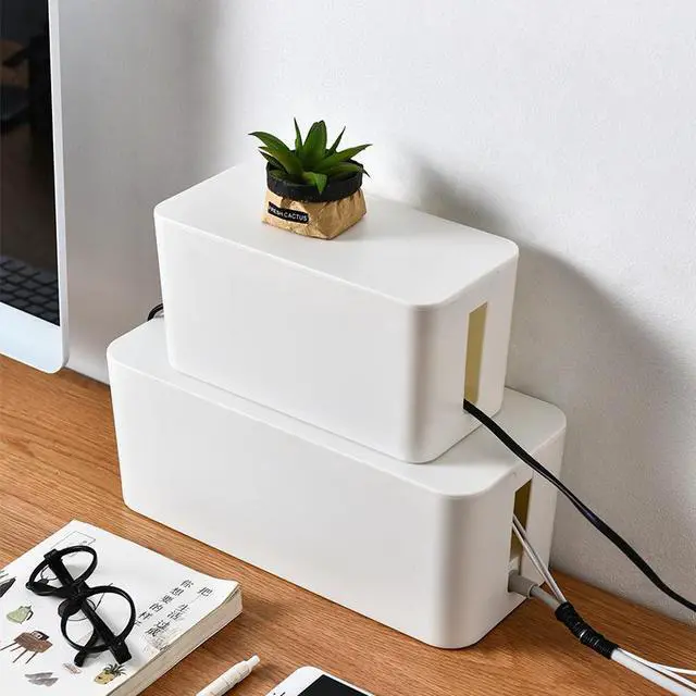 Alt view image 3 of 6 - The cable management box and the cable storage box cover with cable kit can hide the power board, surge protector and cables. Keep kids and pets safe, black and white White 12 ft.