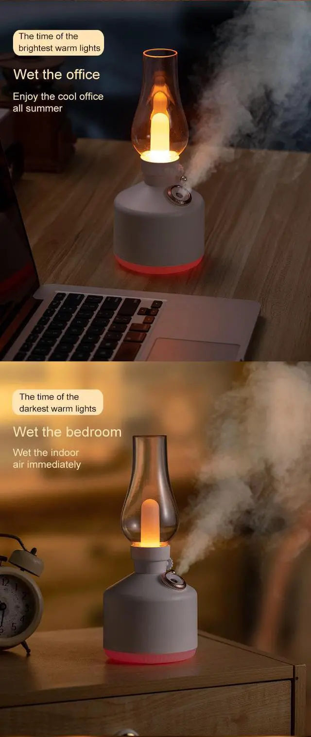 Alt view image 2 of 7 - Retro Lamp Desktop Humidifier Bedside Aromatherapy Humidifier Ambient Light Ambient Light