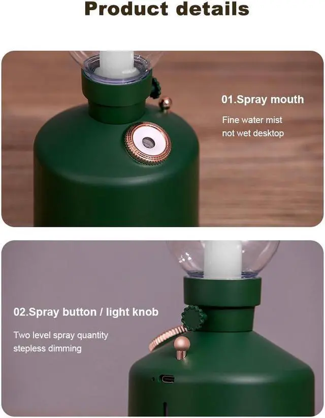 Alt view image 5 of 7 - Retro Lamp Desktop Humidifier Bedside Aromatherapy Humidifier Ambient Light Ambient Light