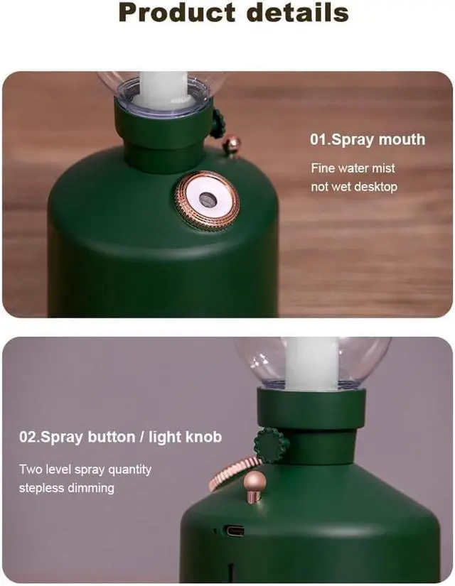 Alt view image 5 of 7 - Retro Lamp Desktop Humidifier Bedside Aromatherapy Humidifier Ambient Light Ambient Light