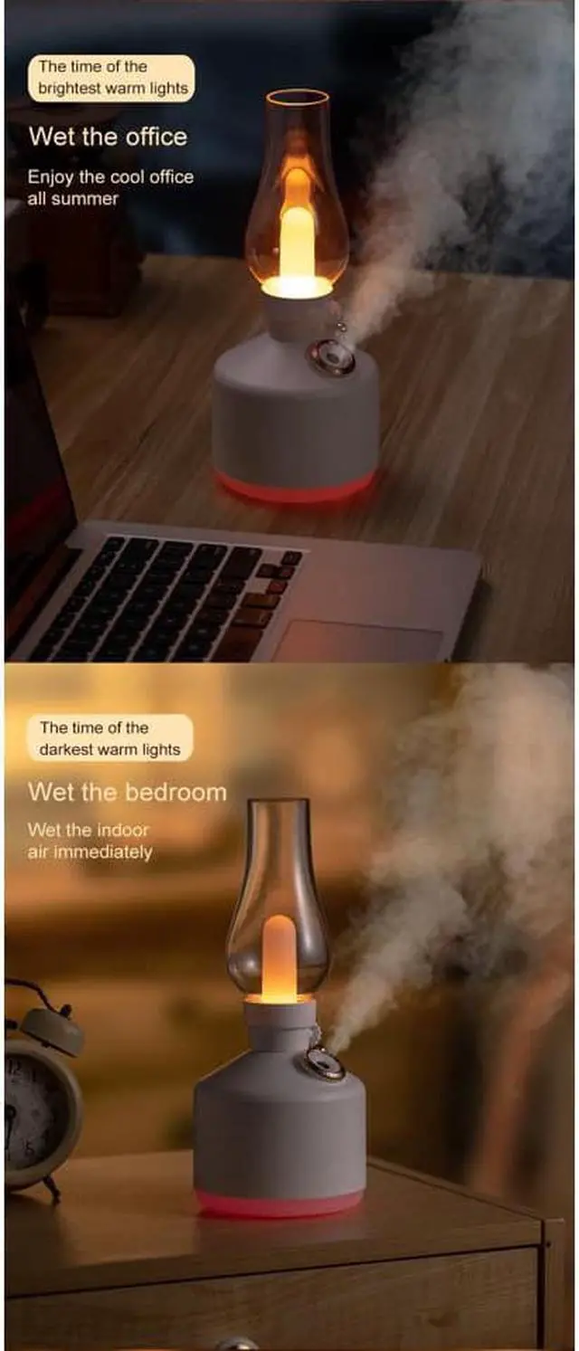 Alt view image 2 of 7 - Retro Lamp Desktop Humidifier Bedside Aromatherapy Humidifier Ambient Light Ambient Light