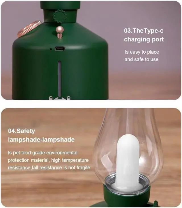 Alt view image 6 of 7 - Retro Lamp Desktop Humidifier Bedside Aromatherapy Humidifier Ambient Light Ambient Light