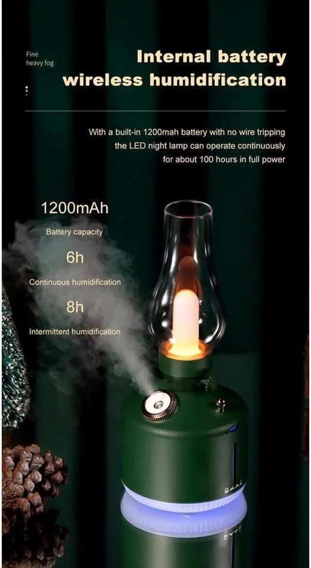 Alt view image 3 of 7 - Retro Lamp Desktop Humidifier Bedside Aromatherapy Humidifier Ambient Light Ambient Light