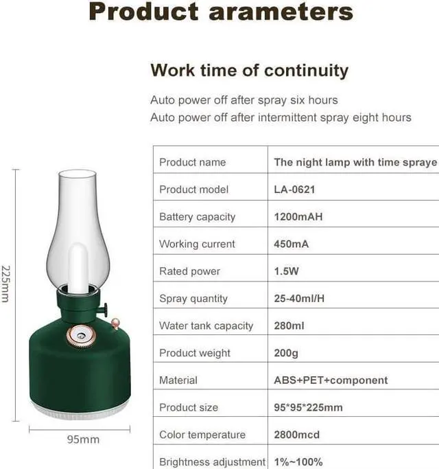 Alt view image 4 of 7 - Retro Lamp Desktop Humidifier Bedside Aromatherapy Humidifier Ambient Light Ambient Light