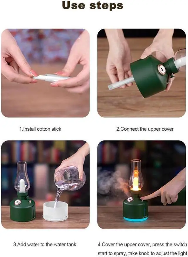 Alt view image 7 of 7 - Retro Lamp Desktop Humidifier Bedside Aromatherapy Humidifier Ambient Light Ambient Light