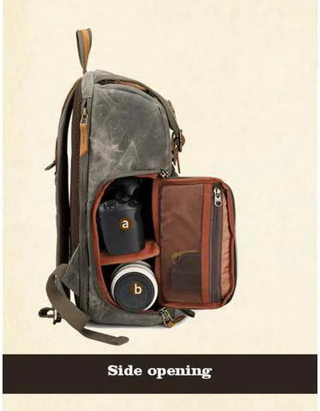 Alt view image 2 of 7 - WEIHE Camera Backpack, DSLR/SLR Waterproof Camera Bag Leisure Retro Photography Bag For Sony Canon Nikon Camera And Lens Tripod Accessories Dark Green