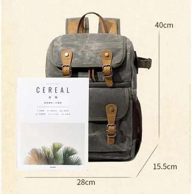 Alt view image 4 of 7 - WEIHE Camera Backpack, DSLR/SLR Waterproof Camera Bag Leisure Retro Photography Bag For Sony Canon Nikon Camera And Lens Tripod Accessories Dark Green