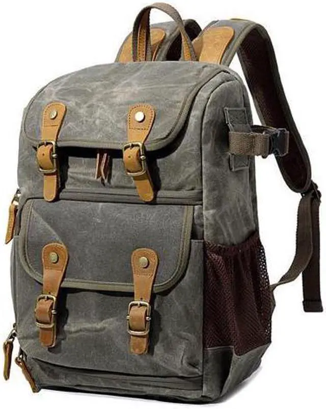 Main image of WEIHE Camera Backpack, DSLR/SLR Waterproof Camera Bag Leisure Retro Photography Bag For Sony Canon Nikon Camera And Lens Tripod Accessories Dark Green