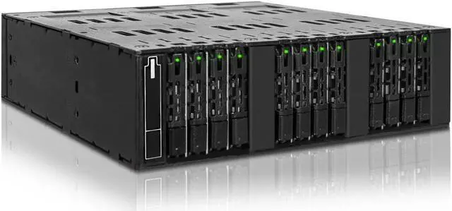 Alt view image 4 of 7 - Icy Dock MB872MP-B | Full Metal 12 Bay M.2 SATA SSD Mobile Rack for External 5.25" Drive Bay (SFF-8612) | ToughArmor