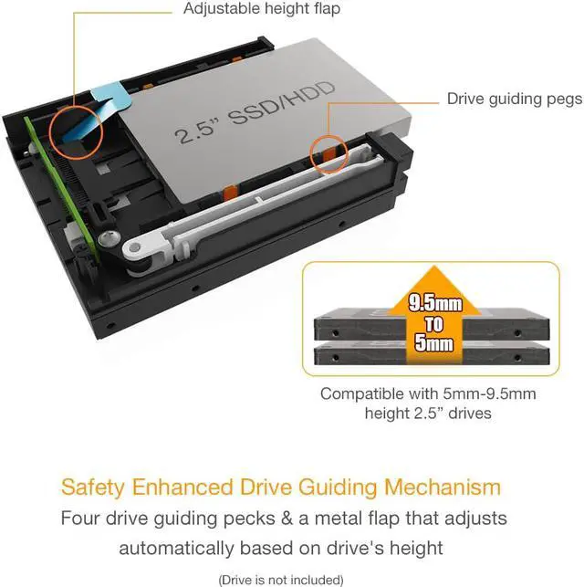 Alt view image 5 of 8 - Icy Dock MB522SP-B | Dual 2X 2.5 SSD & HDD Dock Tool-Less Hot-Swap SATA / SAS Mobile Rack Enclosure for 3.5 Bay | flexiDock Series