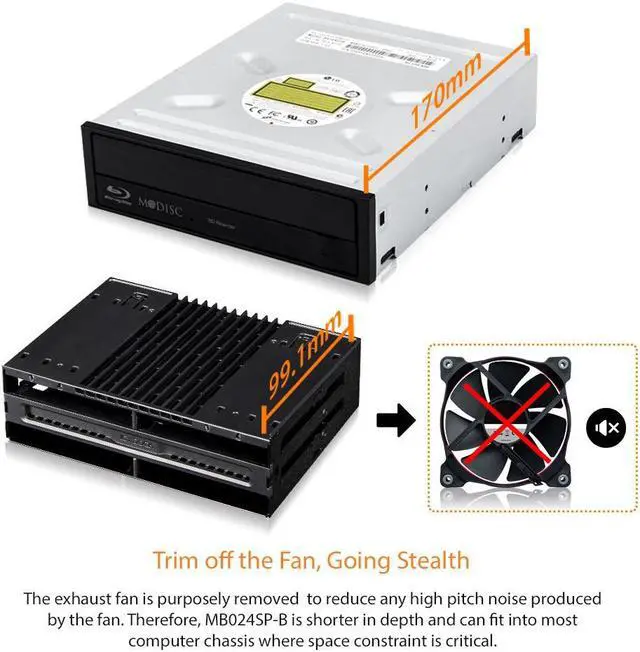 Alt view image 4 of 7 - ICY DOCK MB024SP-B | Tray-less 4x 2.5" SAS/SATA SSD/HDD Mobile Rack for 5.25" Bay | flexiDOCK Series