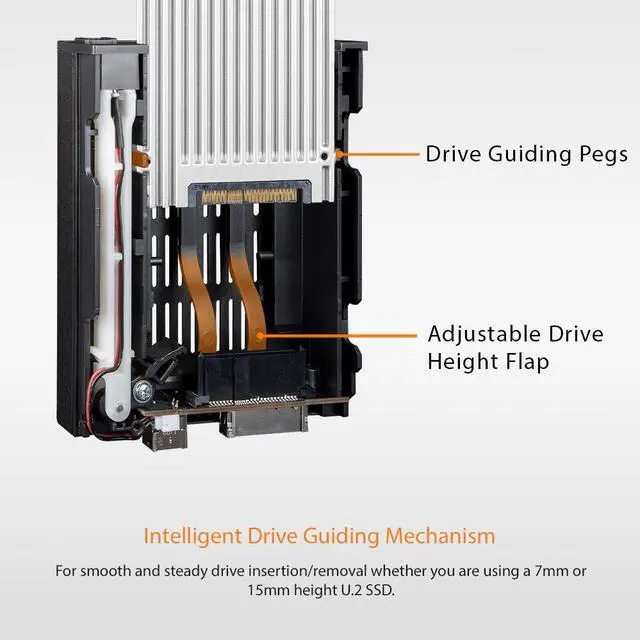 Alt view image 3 of 7 - ICY DOCK MB021VP-B | U.2 NVMe PCIe 4.0 SSD Tray-less Enclosure for 3.5" Drive Bay with SlimSAS (No Tri-mode Suport) | flexiDOCK Series