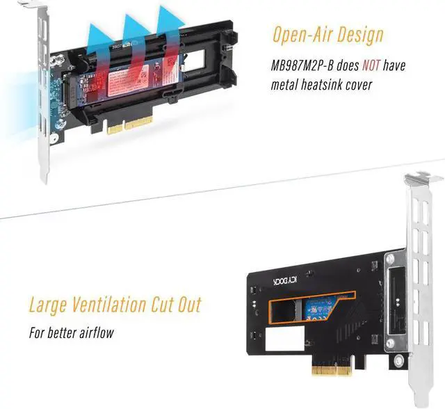 Alt view image 4 of 7 - Icy Dock MB987M2P-B | 1 x M.2 NVMe SSD to PCIe 3.0 x4 Adapter | EZConvert Ex