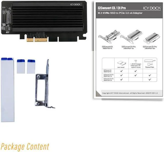 Alt view image 7 of 7 - Icy Dock MB987M2P-2B | 1 x M.2 NVMe SSD to PCIe 3.0 x4 Adapter with Heat Sink | EZConvert Ex Pro